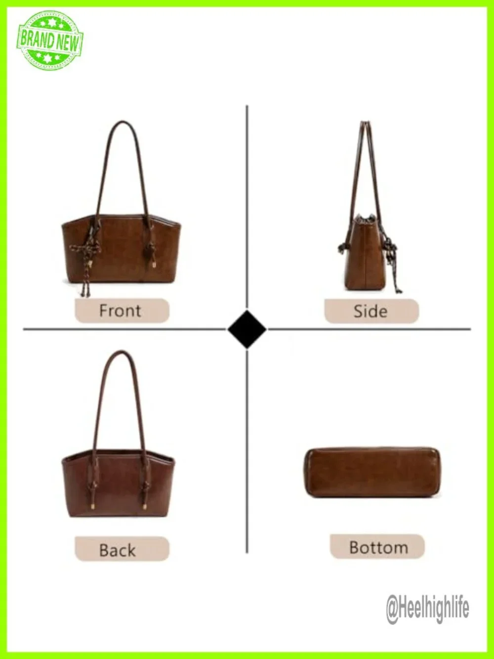 Faux Leather Hobo Tote Bag with Zipper Top Handle Shoulder Strap